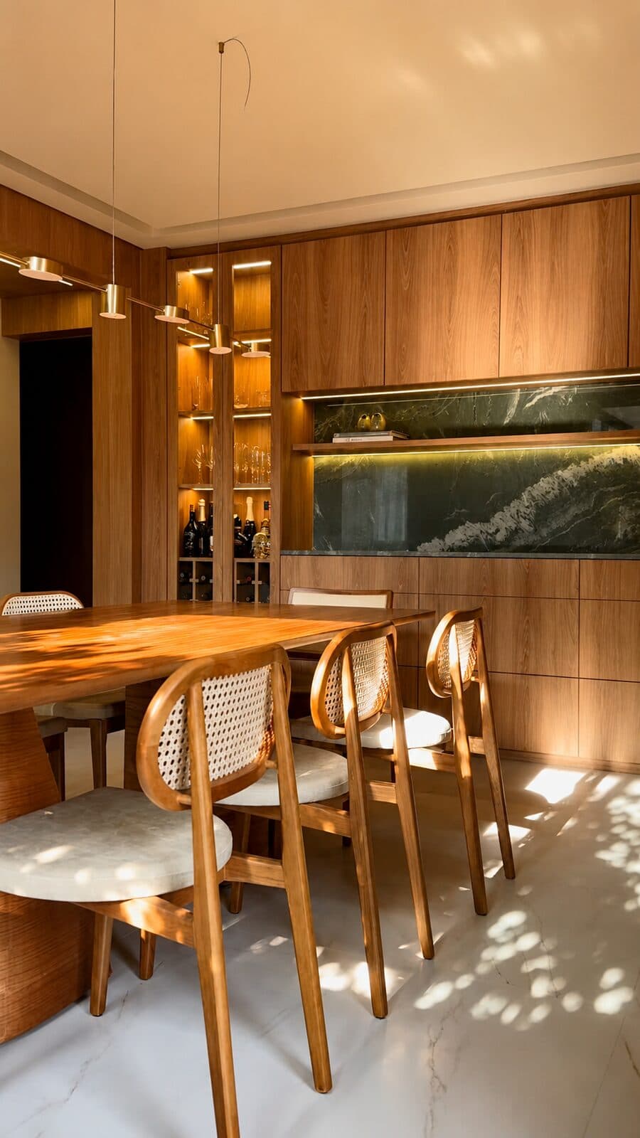 Living area with stone cladding